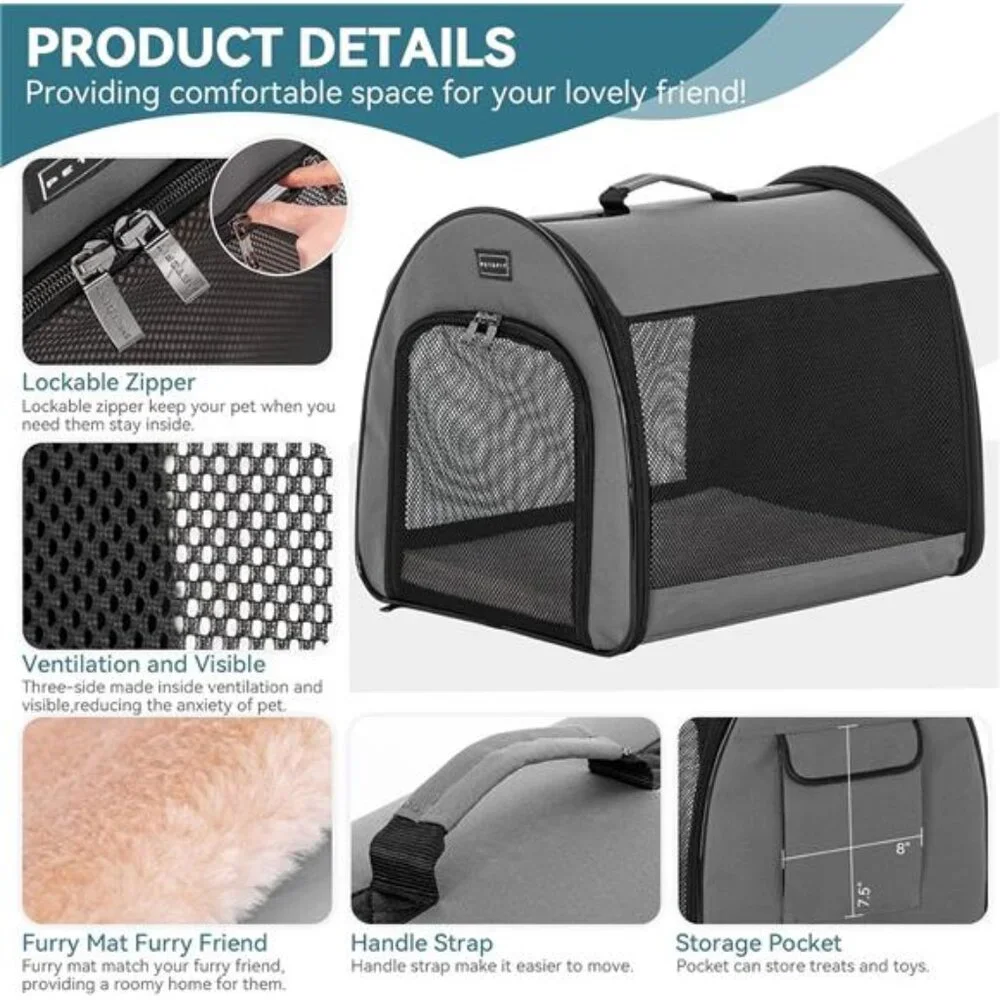 Portable Dog Crate,Arch Design Escape Proof Collapsible Soft Sided Dog Crate Dog
